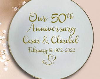 50th anniversary gift, Personalized wedding anniversary plate, anniversary keepsake plate gift for couples