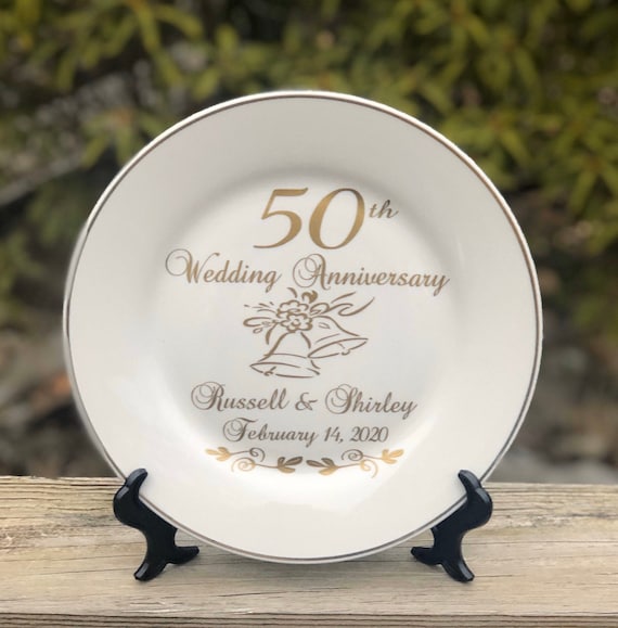 50 aniversario de boda de cerámica dorada, regalo de 50 aniversario, regalo  de aniversario personalizado para padres, placa de recuerdo de aniversario  -  México