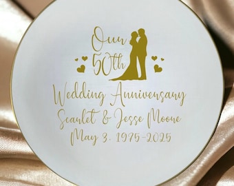 50th anniversary plate, bride and groom personalized wedding plate, anniversary gift for parents, wedding anniversary gift for wife