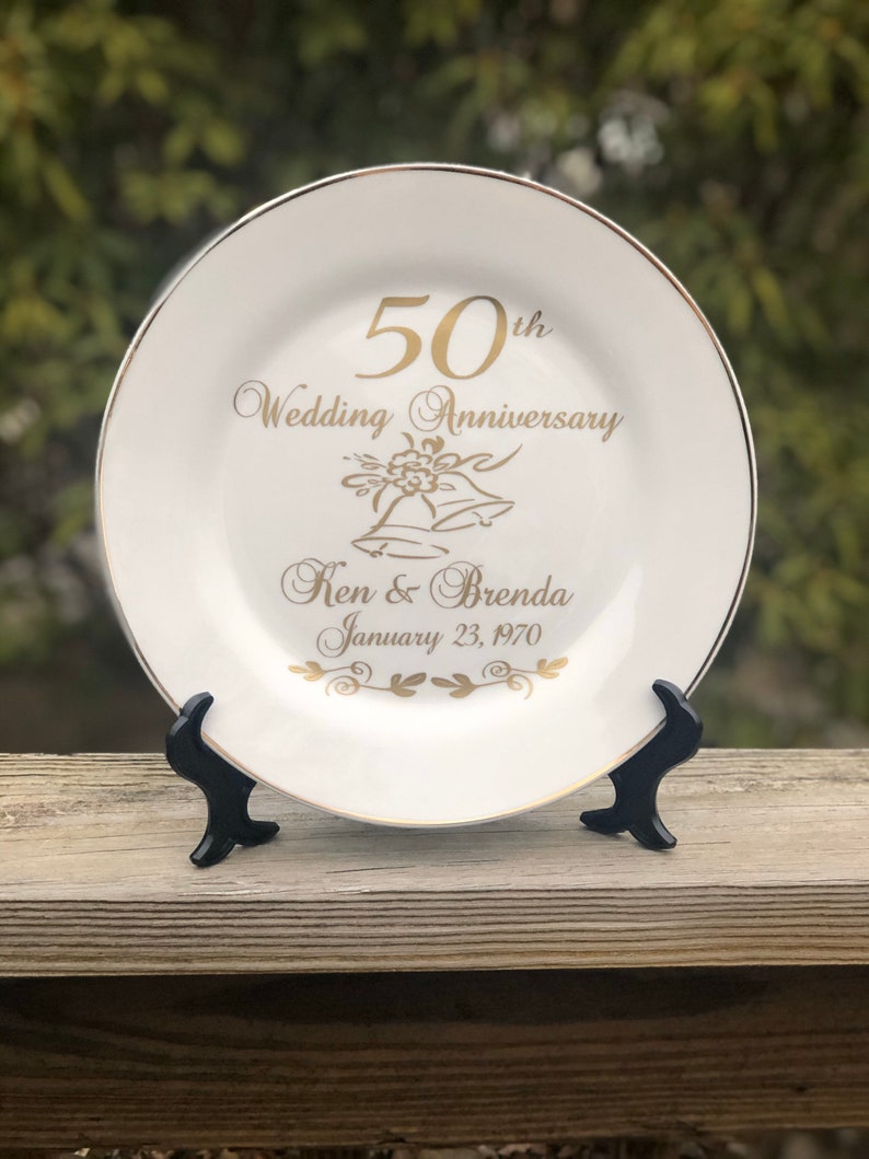 50th anniversary gift for parents, 50th anniversary gift, personalized anniversary plate, anniversary keepsake gift image 7