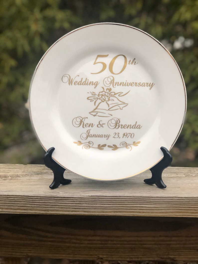 50th anniversary gift for parents, 50th anniversary gift, personalized anniversary plate, anniversary keepsake gift image 6