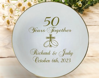 50th anniversary gift, 50th wedding anniversary keepsake gift, personalized religious gift for parents, anniversary keepsake plate