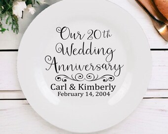 20th Anniversary Gift | Anniversary Plate | Decorative Plate