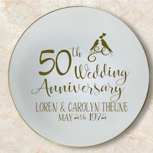 50th anniversary gift, golden anniversary, unique  anniversary gift, personalized anniversary gift for parents, anniversary plate