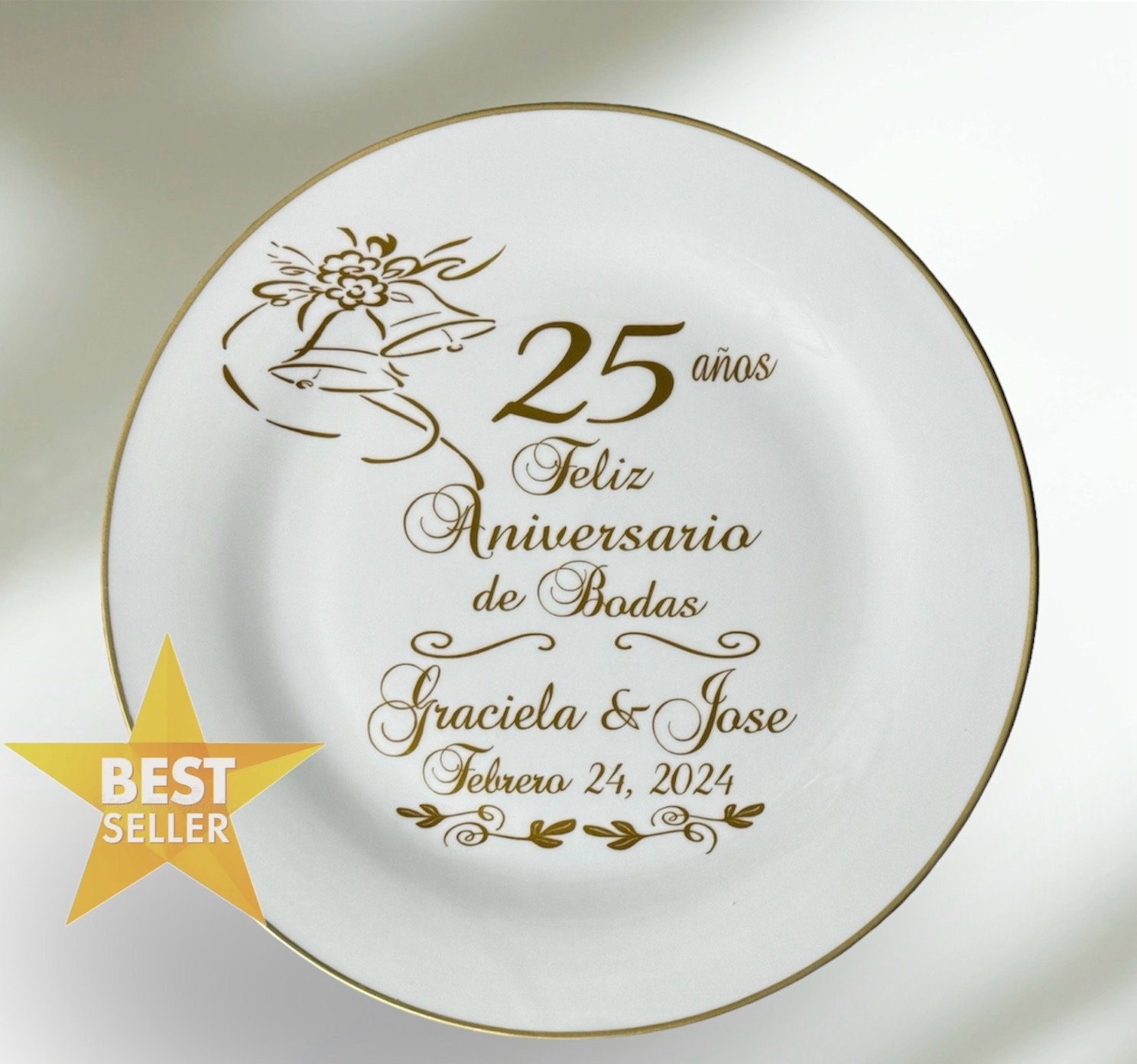 Personalized 25th Anniversary Plate: Gold Trim Ceramic Keepsake - Etsy