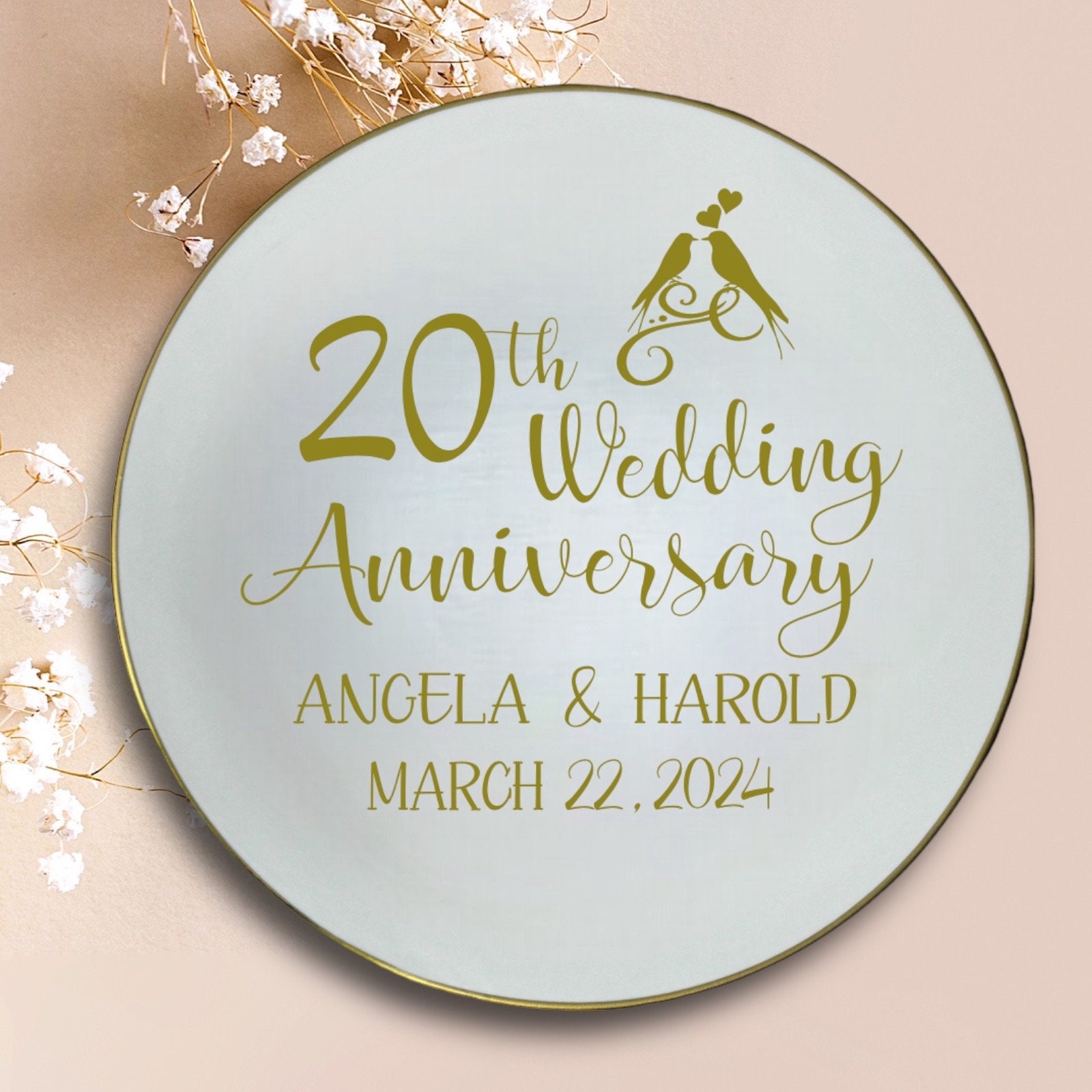 Personalized 20th Anniversary Plate: Decorative Ceramic Gift - Etsy