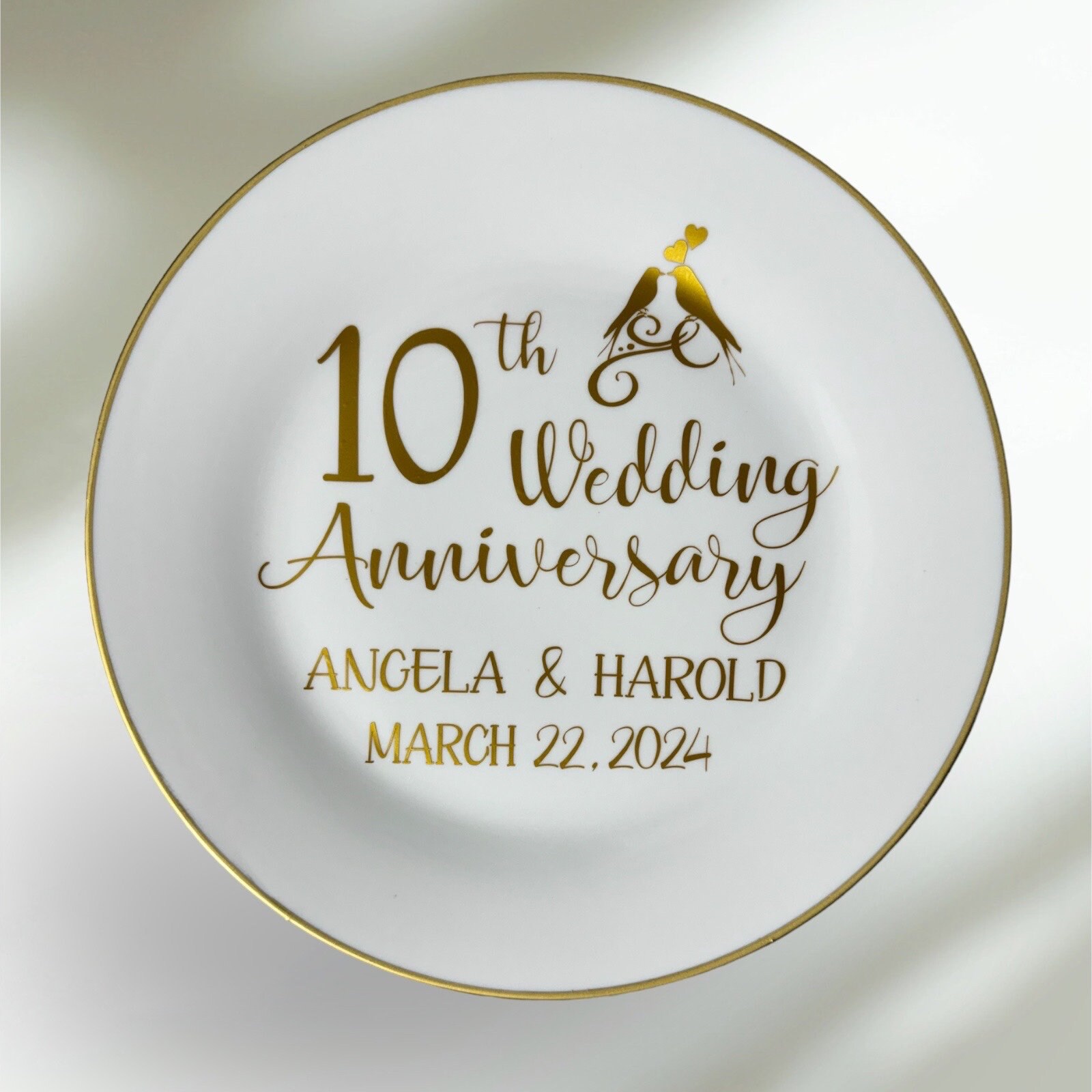 Personalized 10th Anniversary Plate: Gold Keepsake Gift - Etsy