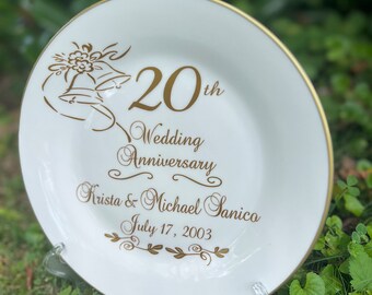 Personalized 20th Anniversary Plate: Decorative Ceramic Gift