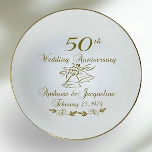 50th anniversary gift for parents, 50th anniversary gift, personalized anniversary plate, anniversary keepsake gift image 1