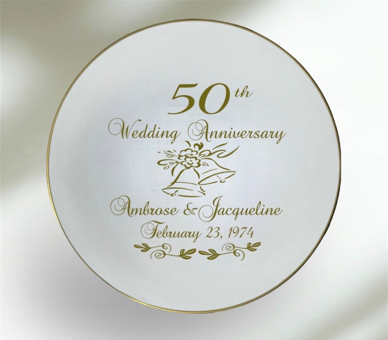 50th anniversary gift for parents, 50th anniversary gift, personalized anniversary plate, anniversary keepsake gift image 1