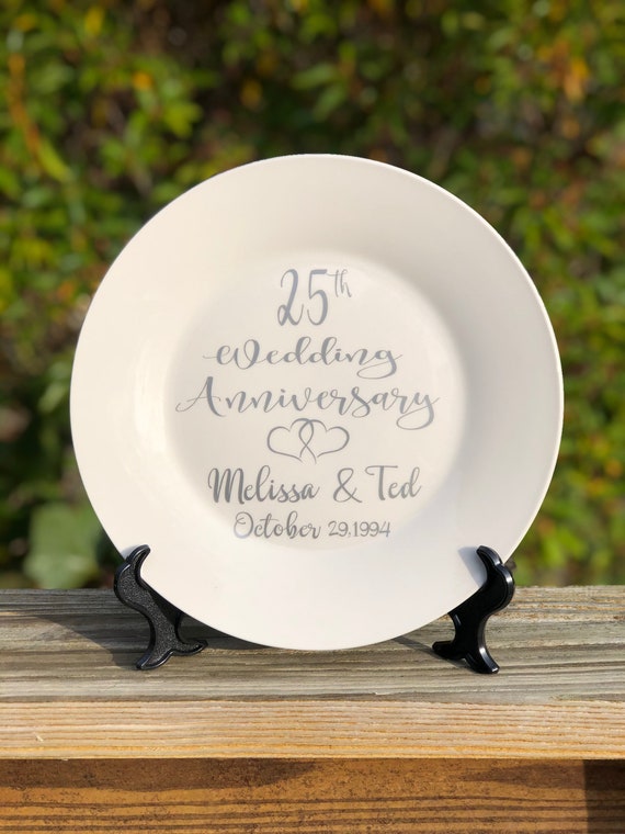 Personalized 25th Anniversary Ceramic Plate, Display Gift - Etsy