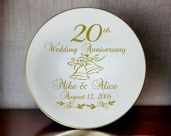 Personalized 20th Anniversary Plate, Custom Ceramic Gift - Etsy Israel