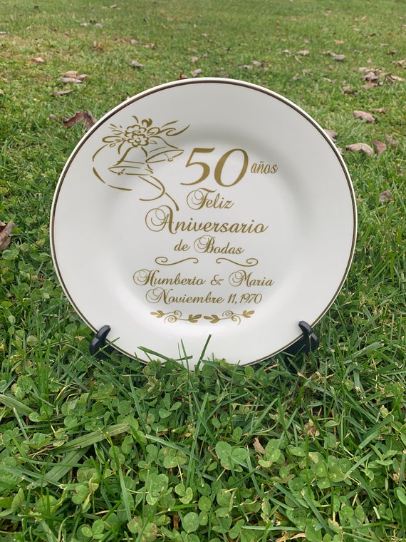 Personalized 20th Anniversary Plate: Gold Trim Ceramic Keepsake - Etsy