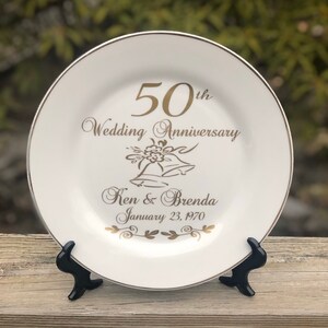 50th anniversary gift for parents, 50th anniversary gift, personalized anniversary plate, anniversary keepsake gift image 2