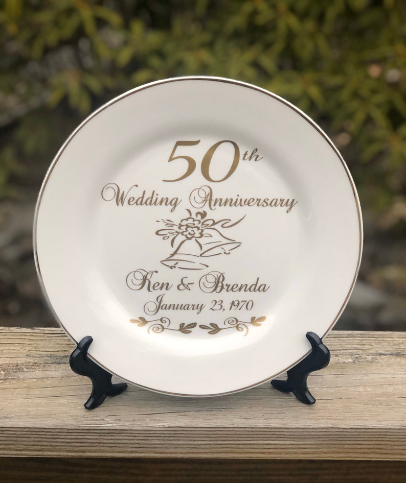 50th anniversary gift for parents, 50th anniversary gift, personalized anniversary plate, anniversary keepsake gift image 2