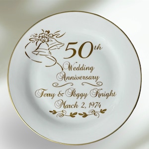 50th wedding anniversary plate, personalized wedding anniversary gift for parents, wedding anniversary gift for wife