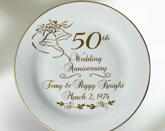 50th wedding anniversary plate, personalized wedding anniversary gift for parents, wedding anniversary gift for wife