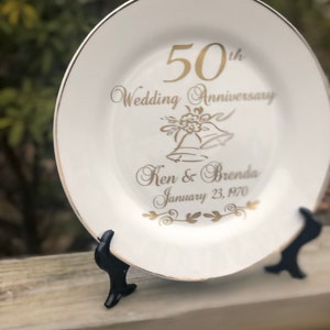 50th anniversary gift for parents, 50th anniversary gift, personalized anniversary plate, anniversary keepsake gift image 3