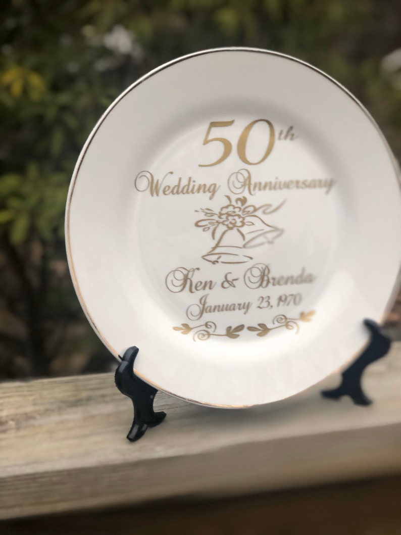 50th anniversary gift for parents, 50th anniversary gift, personalized anniversary plate, anniversary keepsake gift image 3