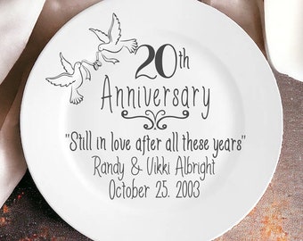 20th Anniversary Gift | Anniversary Plate | Decorative Plate