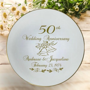 50th anniversary gift for parents, 50th anniversary gift, personalized anniversary plate, anniversary keepsake gift image 8