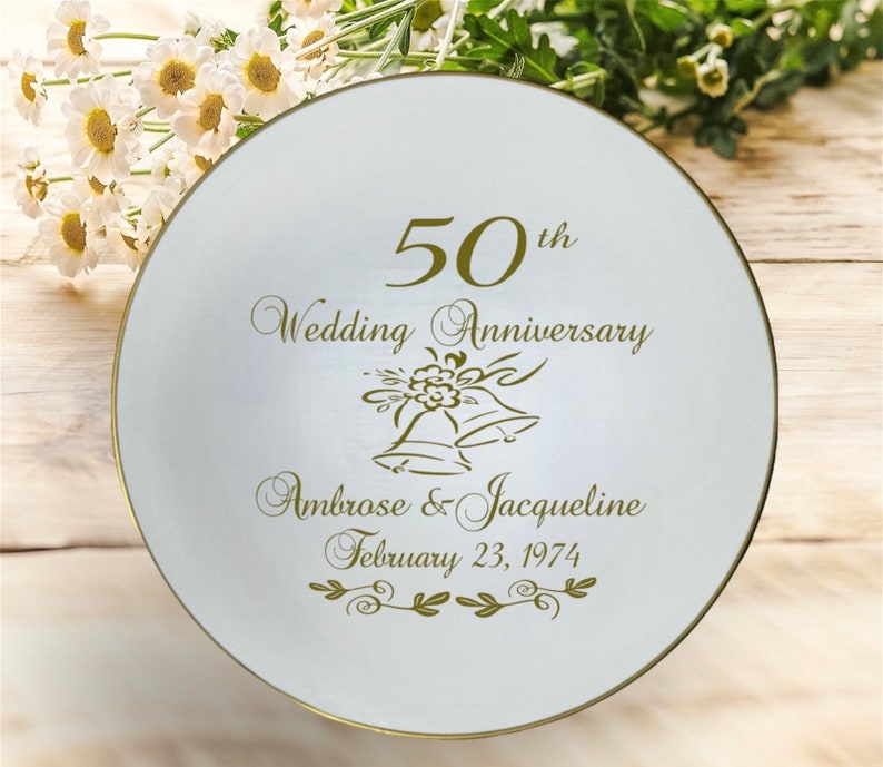 50th anniversary gift for parents, 50th anniversary gift, personalized anniversary plate, anniversary keepsake gift image 8