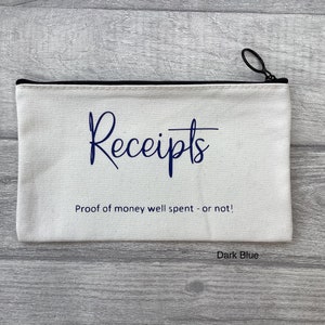 Receipt  pouch for handbag - ‘Proof of money well spent….or not!’ Can be personalised