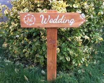Personalised rustic direction wedding/ festival signpost - wedding, parking, toilets....