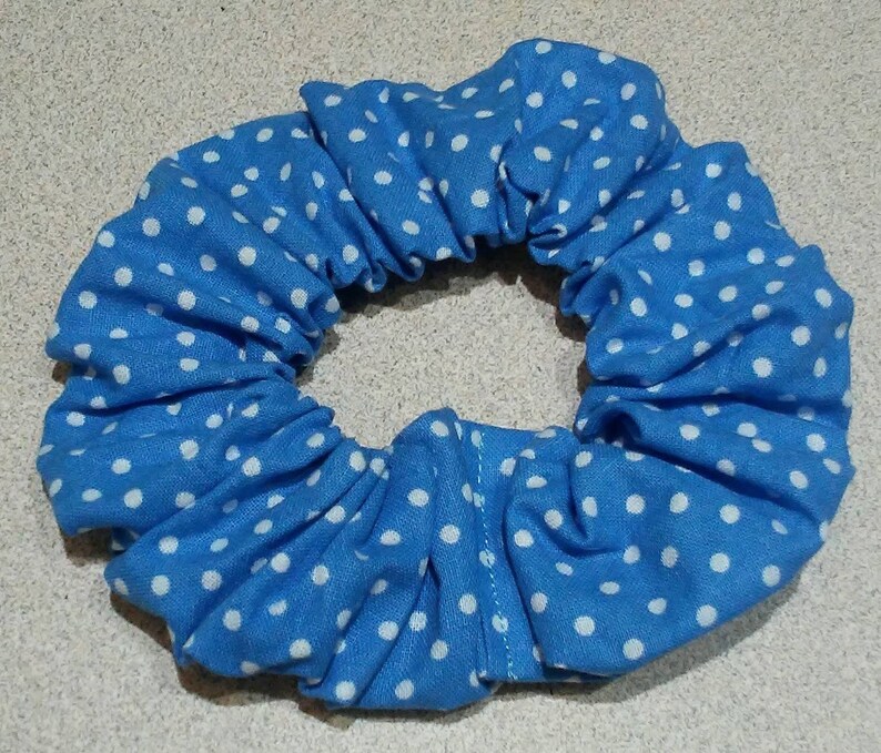 Cornflower Blue White Tiny Polka Dot Print Hair Tie Etsy