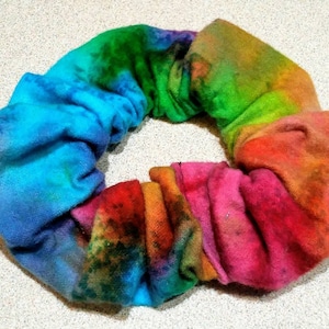 Rainbow, multicolored, tie dye, ombre, flannel, hair tie, scrunchie, elastic, hair accessory