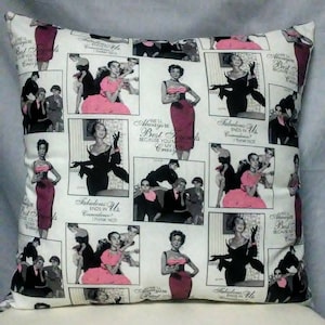 18 "x18" Negro, Blanco, rosa, años 50, rockabilly, Best Friends, vintage, retro, almohada decorativa con guión divertido * inserto incluido