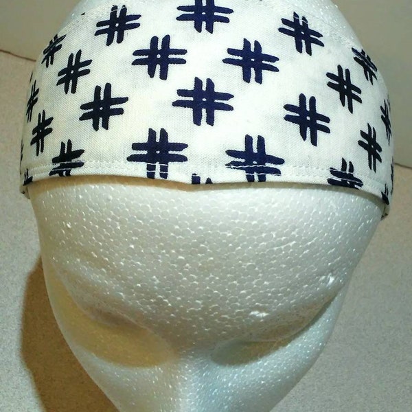 White, navy blue, pound sign, hash tag, tic tac toe, checkered, geometric, shapes, abstract, rockabilly, preppy, headband, hair accessory