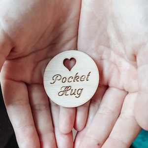 Wooden Love Heart Pocket Hug Token - Starting School Gift