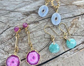 Smarties//Colorful pastel gemstone earrings for pierced ears//choose style at checkout