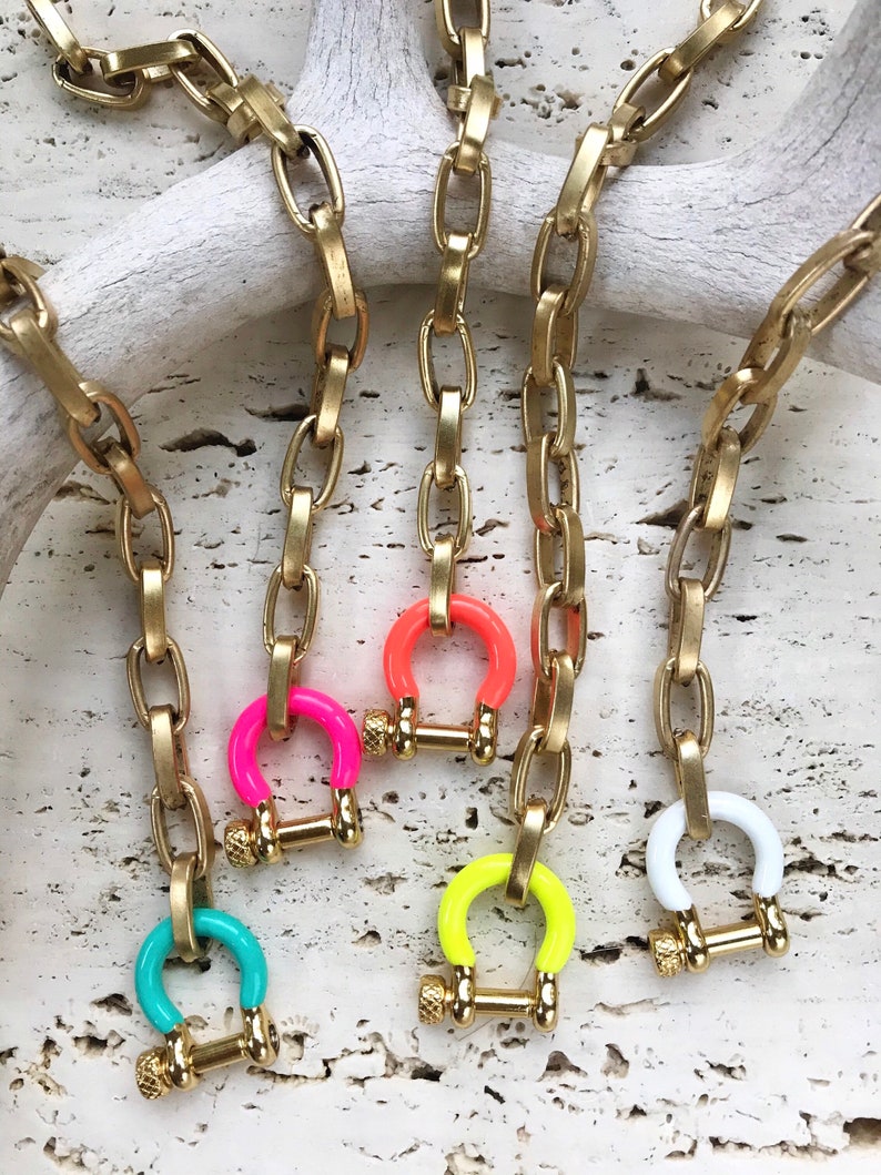 Electric Rainbow Bracelets//enamel Shackle Screw Clasp Etsy