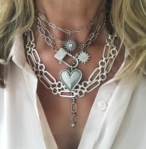 Hearts Charm and Chain Necklaces 