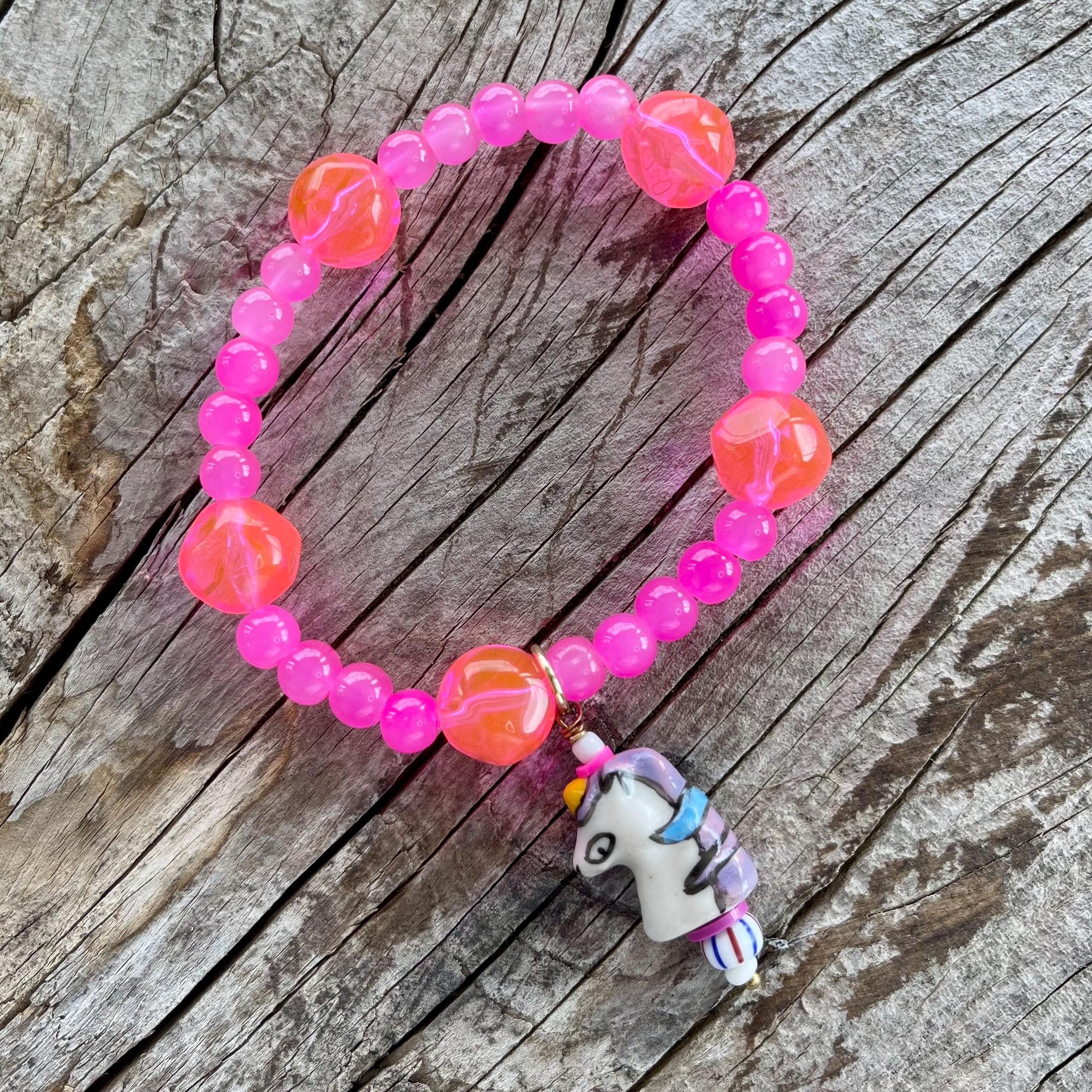 Color Me Happy//fun Colorful Charm and Beaded Stretch Bracelets Each ...