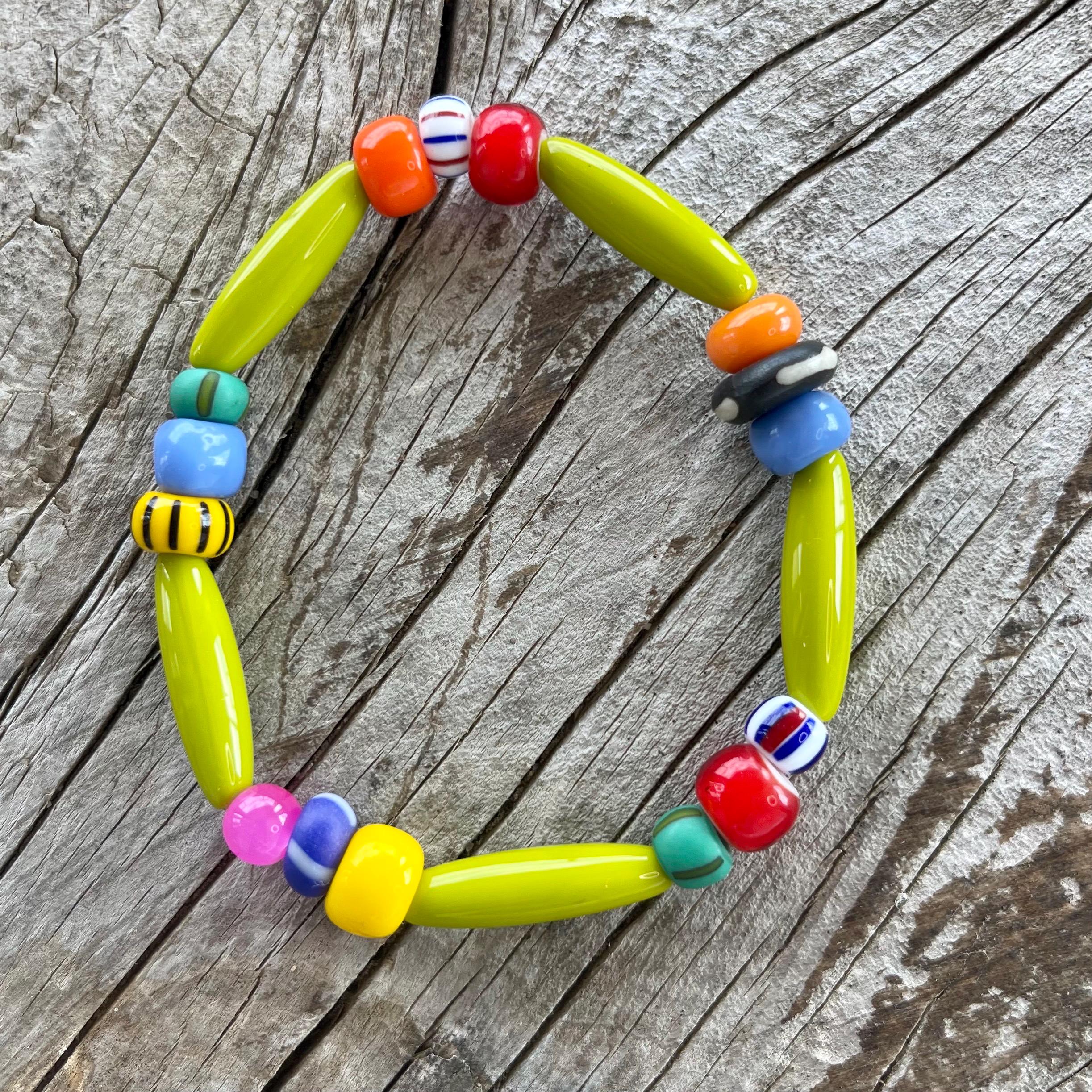 Color Me Happy//fun Colorful Charm and Beaded Stretch Bracelets Each ...