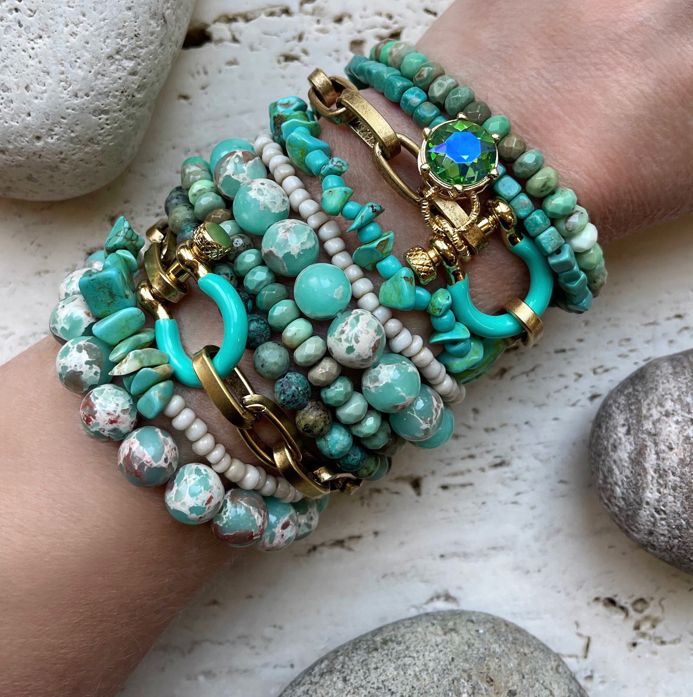 Turks & Caicos//Turquoise themed stack//each bracelet sold | Etsy