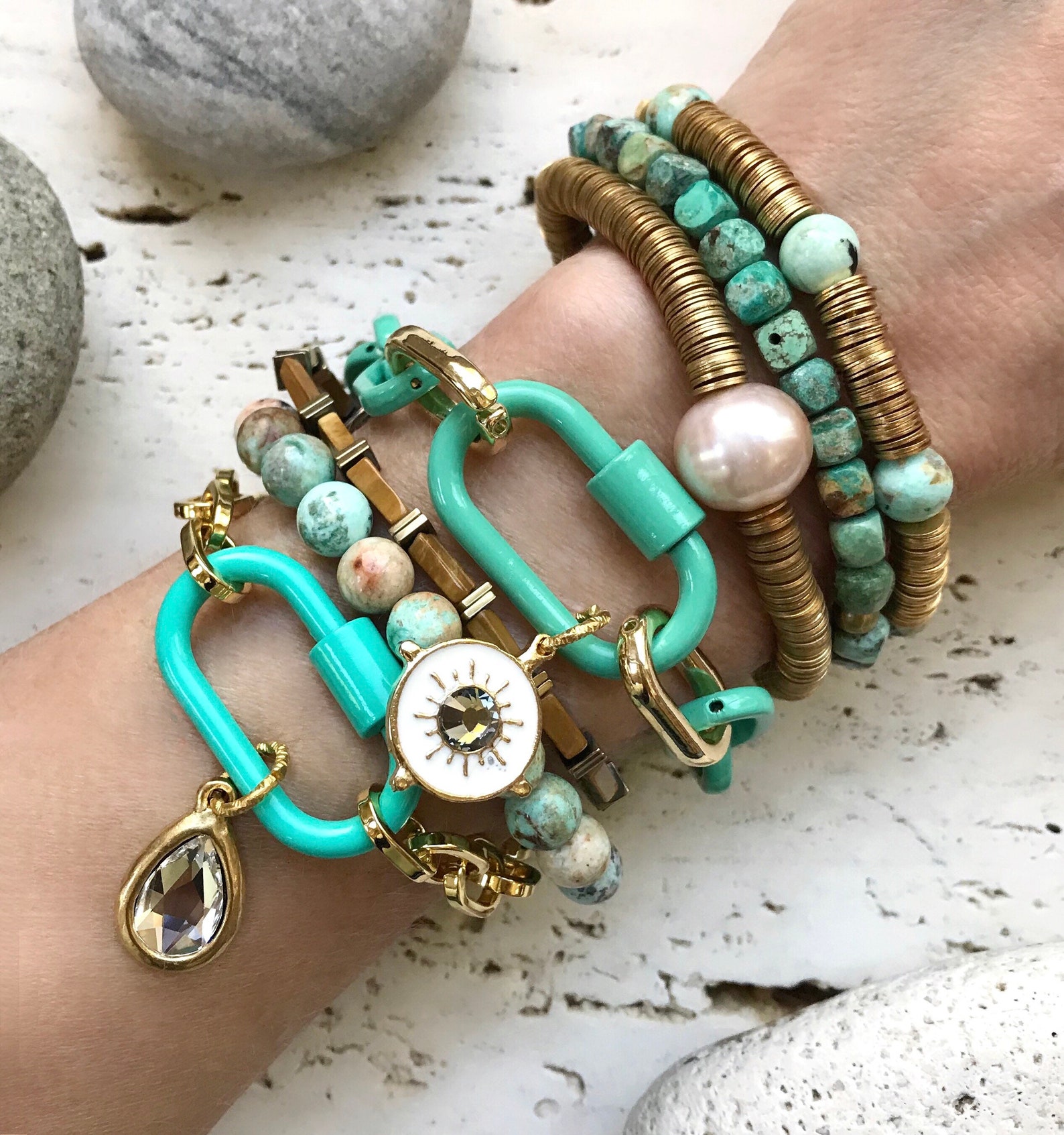 Turks & Caicos//turquoise Themed Stack//each Bracelet Sold - Etsy