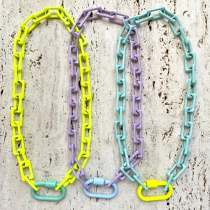 Carousel//colorful Chunky Enamel Necklaces With Carabiner - Etsy