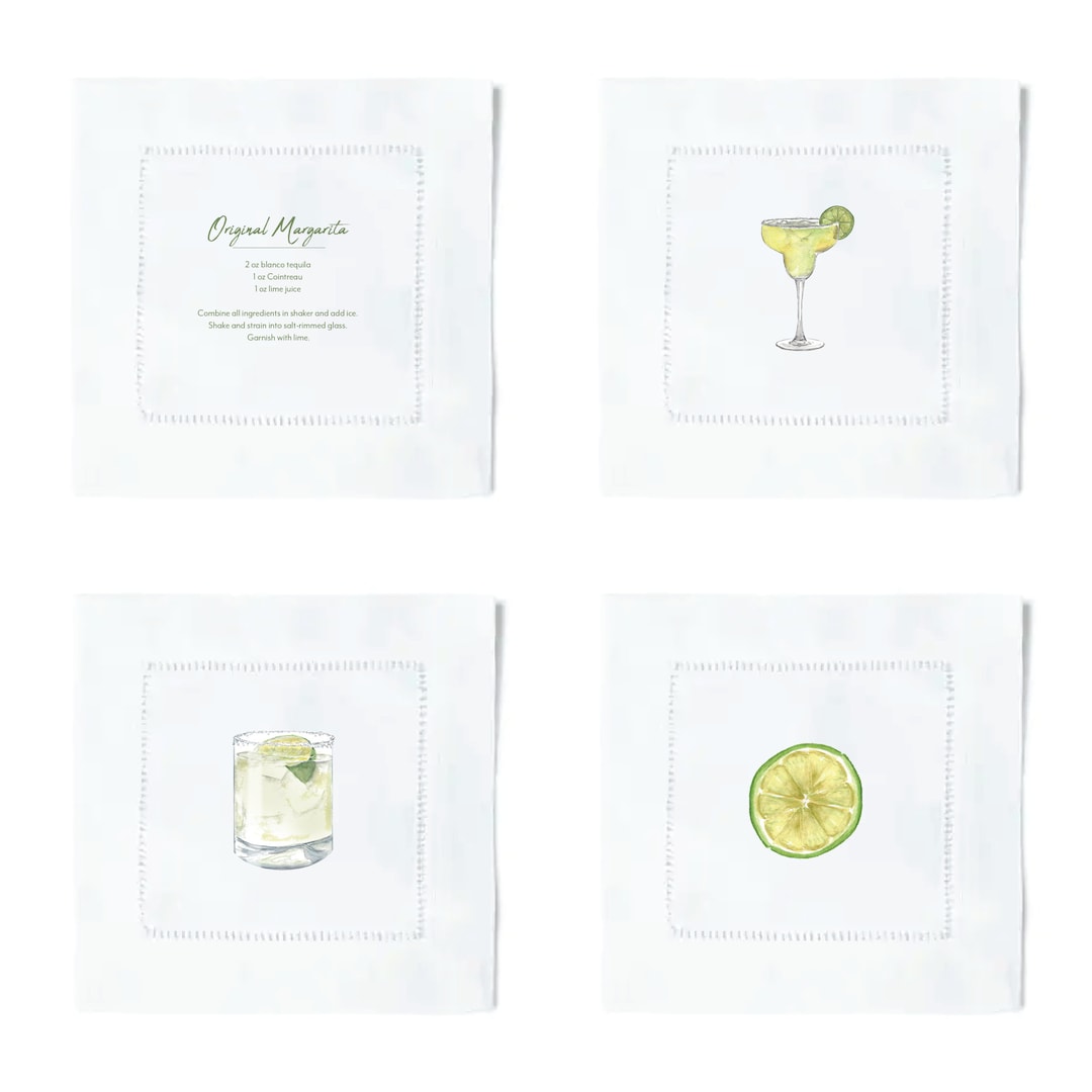 Linen Cocktail Napkin Margarita Classic Printed Cocktail Etsy