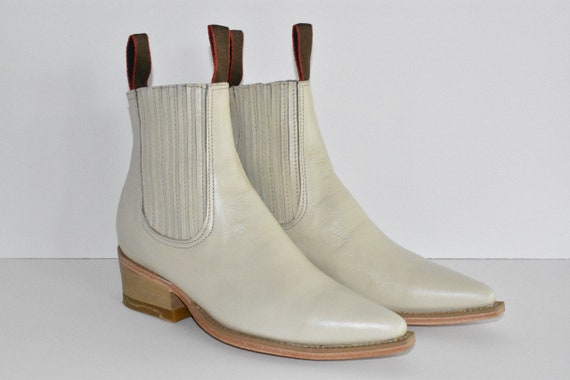 white cowboy ankle boots