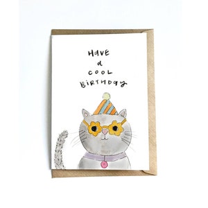 tenho um cartão de aniversário legal | Feliz Aniversário | Aniversário do gato | animal cartão comemorativo | Aniversariante | Aniversariante | Animal de festa | Amante de gatos