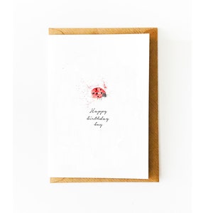 Carte joyeux anniversaire insecte A6 coccinelle