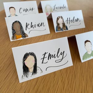 Marque-places personnalisés pour portrait d'invité | Cartes de visite de mariage | Couvert de mariage | Portrait de fête nuptiale | Cadeaux de mariage
