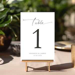 Números de mesa para bodas Tarjetas con números de mesa minimalistas para bodas / Números de mesa sencillos y elegantes