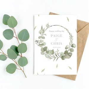 Cartão de casamento personalizado | Recentemente casal cartão comemorativo | cartão de casamento dos parabéns | Cartão de presente de casamento | Aquarela