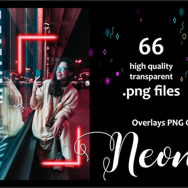 66 Neon Photo Overlays, Neon Effect Photo Overlays, Holographic Neon Overlays PNG Clipart, Effects Light, Neon Overlays Clipart, Neon png