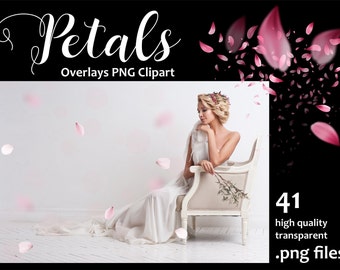 41 Petals Photo Overlays, Rose Petals Overlays PNG Clipart, Birthday Petals, Photo Layer, Wedding Petal Overlay Clipart Photoshop Overlay